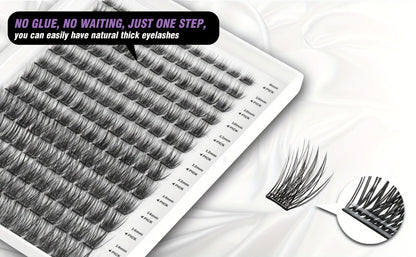156-Piece Mixed Self-Adhesive Lash Cluster Tray with Black Tweezers and Spoolie Brush in Mixed Style
