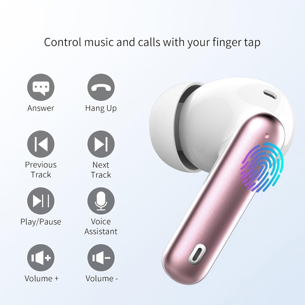 Wireless Earbuds Bluetooth 5.3 with ENC Mic, 36-Hour Playback, LED Case and IPX4 Protection