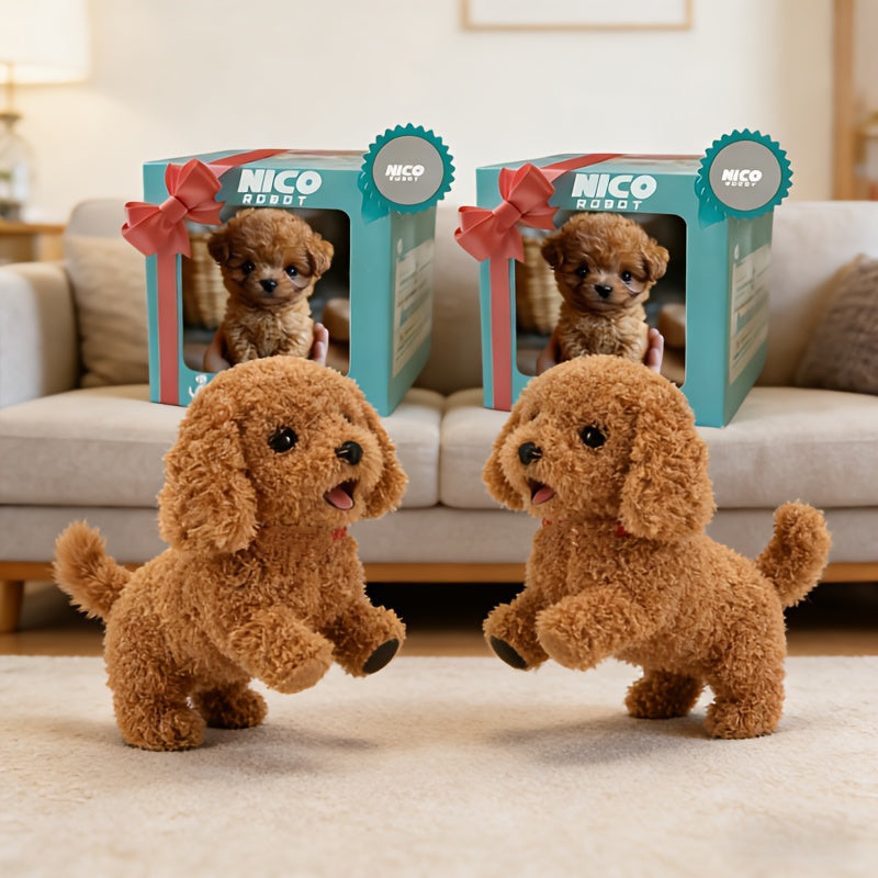 Electronic Plush Puppy Toy That Walks and Barks – Set of 2 Realistic Simulation Dogs with Barking Sound Effects, Soft Slow-Rebound Fur, Safe Interactive Pet Toy for Kids & Dog Lovers