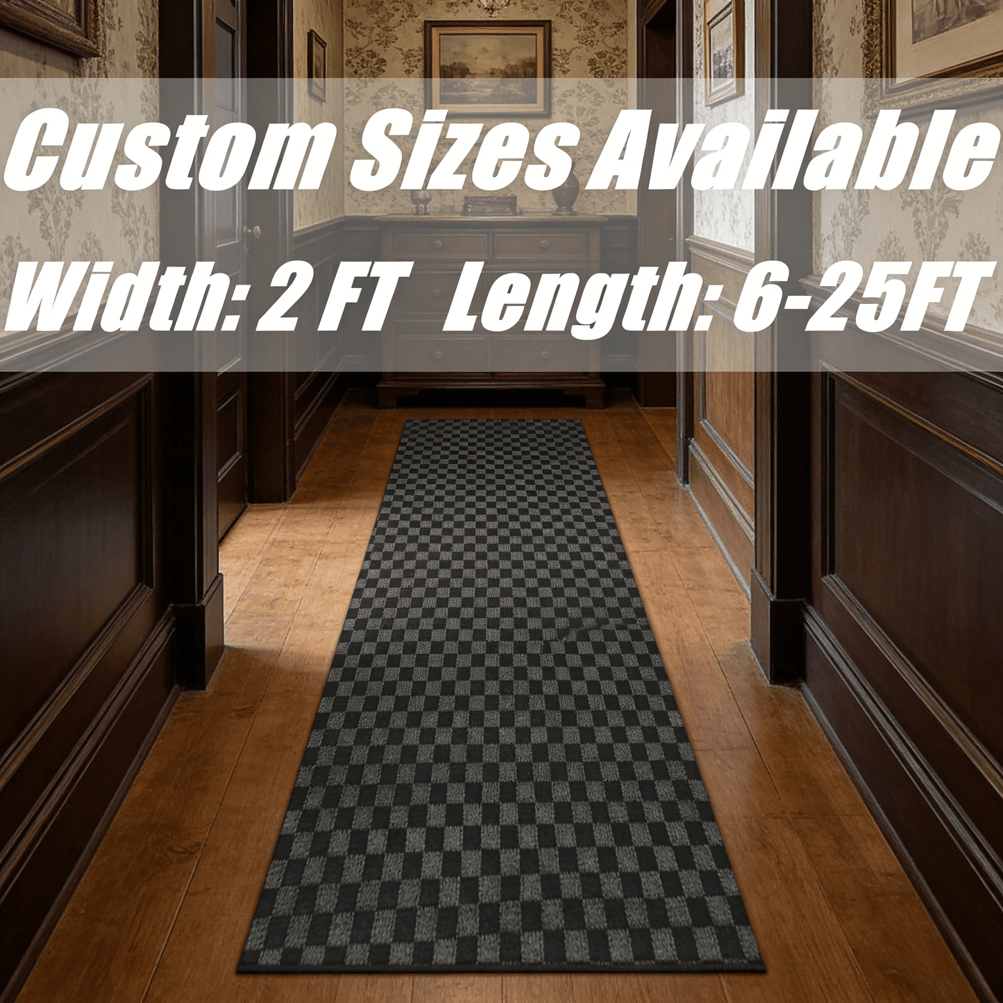 Two-Foot Hallway Runner with Eight Pattern-Color Families and 75 Listed Length Combinations