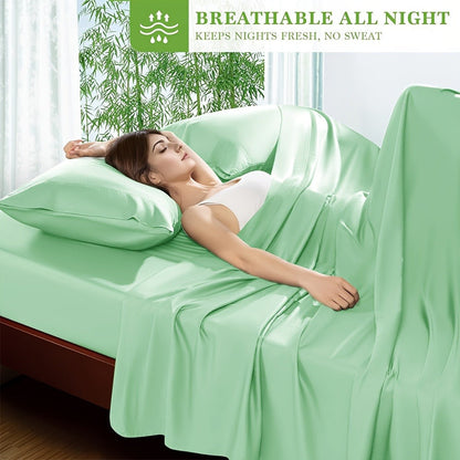 Sheet Set, Four-Piece 30% Lyocell and 70% Viscose Bedding with 18-to-24-Inch Fitted Pocket and Twelve Colors