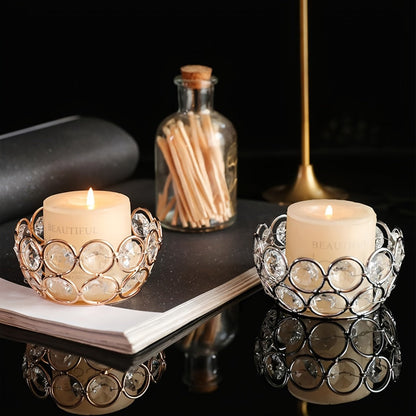Candle Holder Set 20-Piece Tealight Cups with Openwork Crystal-Look Frames in Gold or Silver Finish