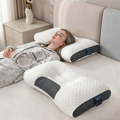Two-Pillow Contoured Neck Pillow Set in Five Color Options with 74 x 47 cm Pictured Size for Home Use