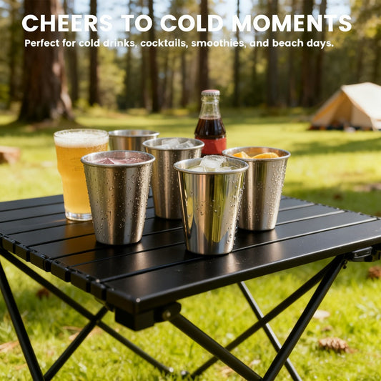 Stainless Steel Pint Glasses 12 Pack 16oz – Unbreakable Metal Drinking Cups, Commercial Grade Stackable Barware, Dishwasher Safe Rustproof Beer Cocktail Glasses for Bar Restaurant Outdoor Camping Party