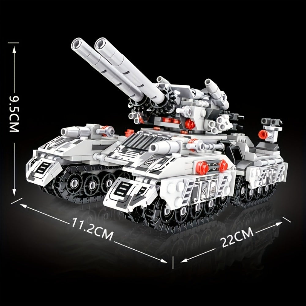 1628-Piece 8-in-1 Tank Building Block Model with White, Yellow, Bagged and Boxed Checkout Options