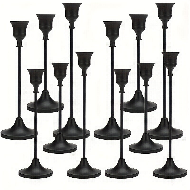 Metal Bell Candlestick Holders Set – Vintage Copper & Black Taper Candle Holders for Wedding Centerpieces, Christmas Table Decor, Halloween, Anniversary, Birthday Party, Home & Hotel Decoration