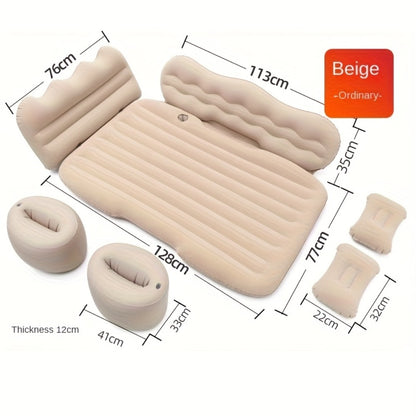 Inflatable Car Bed Plush Folding Design with Storage Bag & Tool Kit Soft Skin-Friendly Comfortable Outdoor Car Air Mattress for Camping Travel Road Trip, Multiple Colors