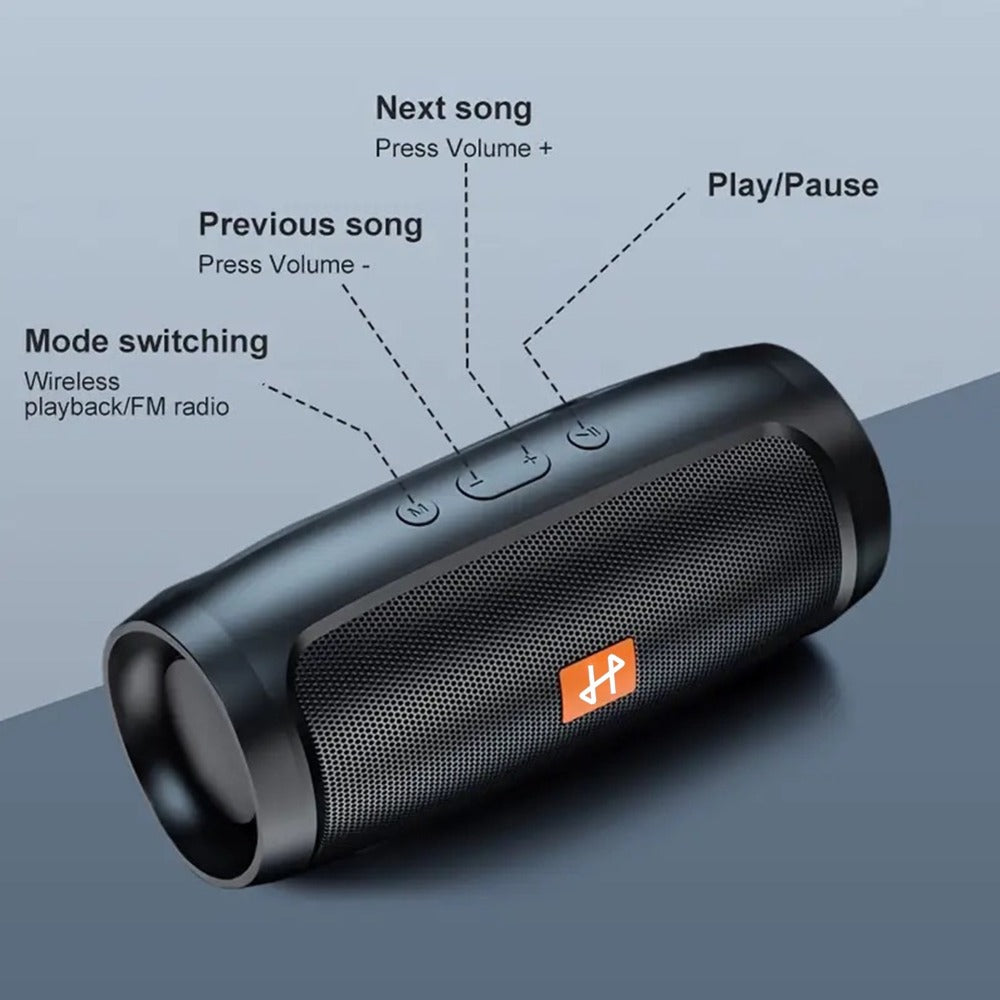 Bluetooth Speaker Compact Cylindrical Model with Rechargeable Lithium Battery, USB Charging and Three Colors