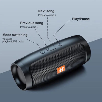 Bluetooth Speaker Compact Cylindrical Model with Rechargeable Lithium Battery, USB Charging and Three Colors