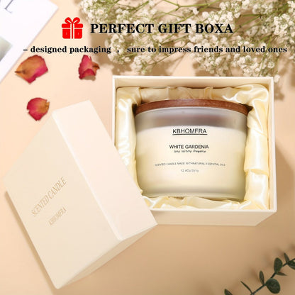 12.4oz Candle with Three Cotton Wicks, Wide Glass Jar, Gift Box and Six Fragrance Selections