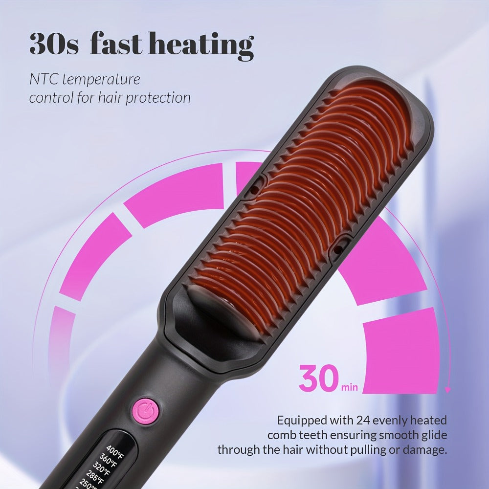 Hair Straightener Brush for Home and Travel and Salon Hair Styling with Fast Heat-Up & Anti-Scald Protection