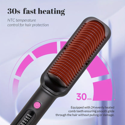 Hair Straightener Brush for Home and Travel and Salon Hair Styling with Fast Heat-Up & Anti-Scald Protection