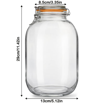 1 Gallon Glass Mason Jars with Hinged Airtight Lids 4 Pack - Wide Mouth Rectangular Freezer Safe Containers with Silicone Gaskets for Fermenting Canning Preserving Pantry and Kitchen Storage