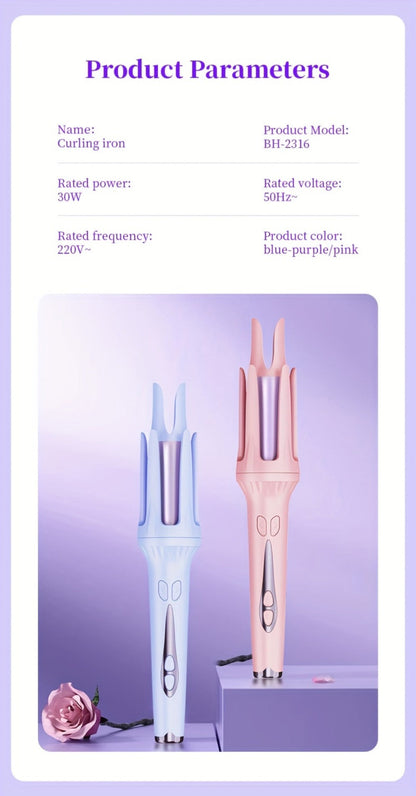 Dual-Slot 32mm Curling Iron with 30-Minute Auto Shutoff, C301 Stand and Purple or Pink Finish