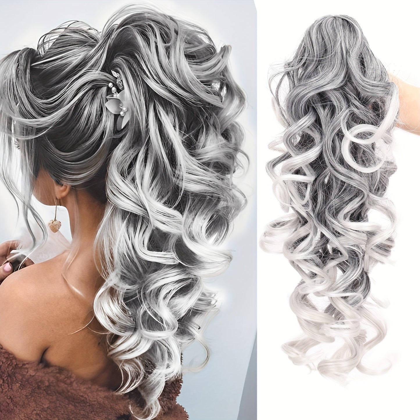 Hair Extensions Kinky-Curly 16-Inch Synthetic Ponytail with Claw Clip and Seven Color Options