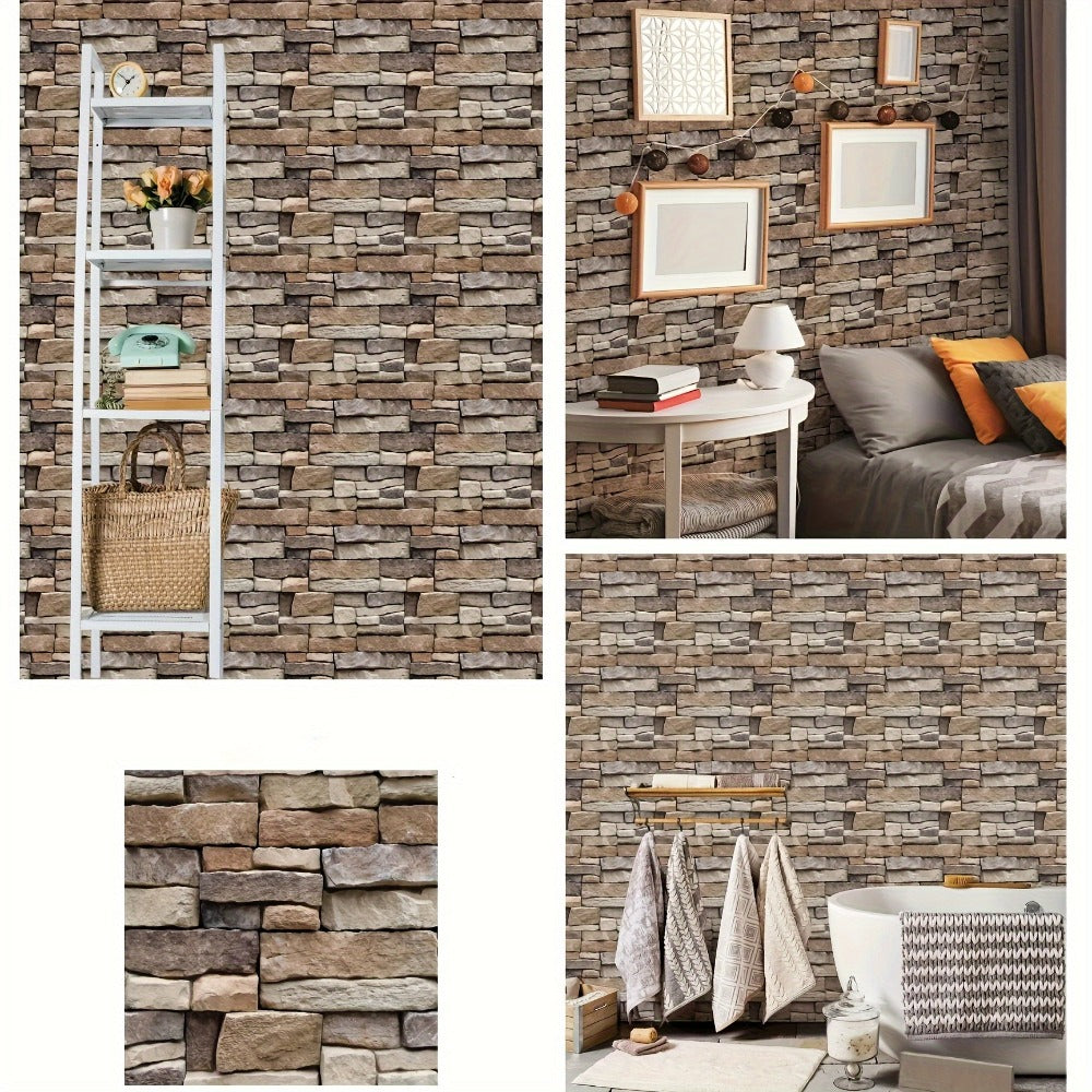 Twenty-Piece Vintage Brick and Stacked-Stone Wall Tile Sticker Set in Pattern 579, 566 or 576