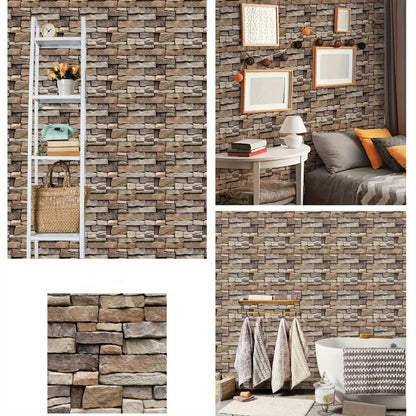 Twenty-Piece Vintage Brick and Stacked-Stone Wall Tile Sticker Set in Pattern 579, 566 or 576