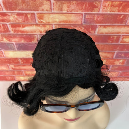 Short Pixie Cut Wig Synthetic Hair Dark Brown Curly Bob Body Wave 4 Inch Women Wig Halloween Cosplay Music Festival Daily Wear