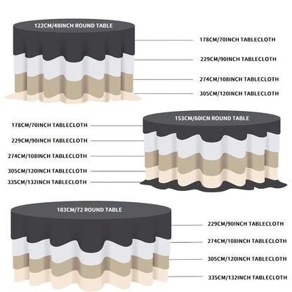 120-Inch Round Tablecloth Multipacks in Black or White with Six-, Twelve- or Eighteen-Piece Options
