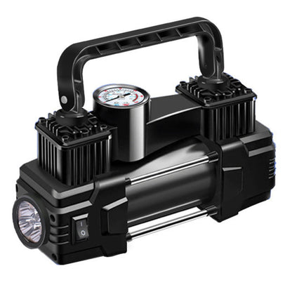 150 PSI 12V Dual-Cylinder Tire Inflator with Analog or Digital Gauge, LED Light and Carry Handle