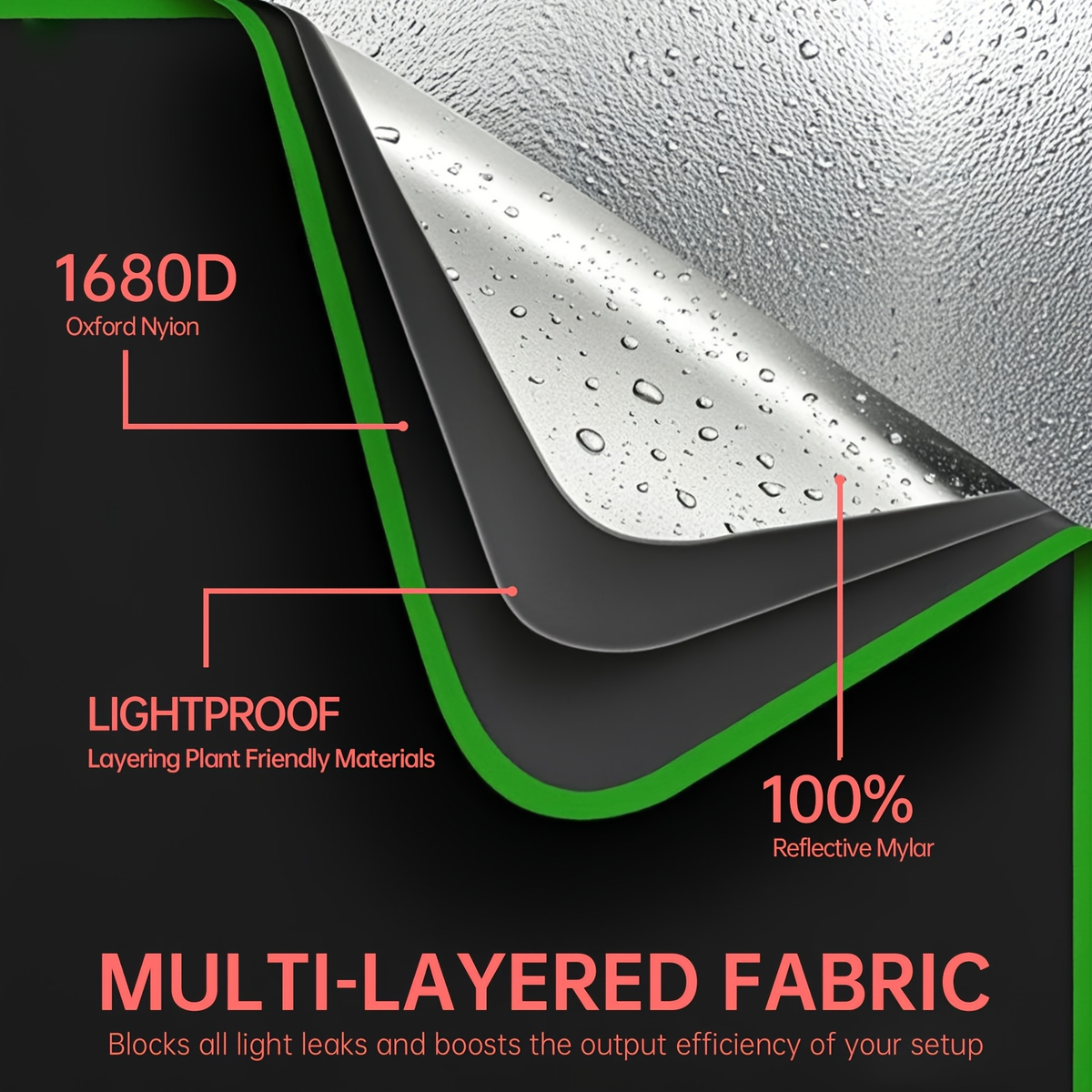 Grow Tent 1680D Thickened Mylar with Observation Window & Floor Tray, Pro-Grade Indoor Hydroponic Growing