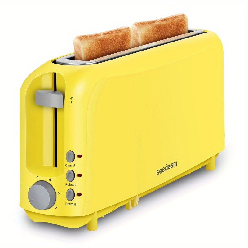 Slim Toaster 2-Slice – SEEDEEM 6-Setting Shade Control, Cancel, Reheat & Defrost, Removable Crumb Tray, 750W Compact Fits-Anywhere Design for Bread, Waffles & Bagels, 6 Colors Available