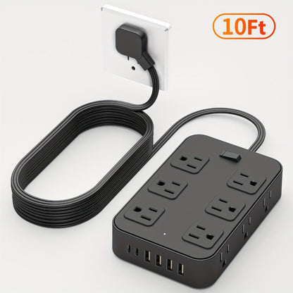 Surge Protector Power Strip 18-in-1 with 12 Wide-Spaced AC Outlets, 4 USB-A, 2 USB-C and Master Switch