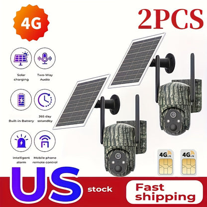 4G Cellular Game Camera Solar Powered - 2K Live View, 0.02s Motion Trigger, Night Vision, No WiFi Needed for Hunting & Wildlife