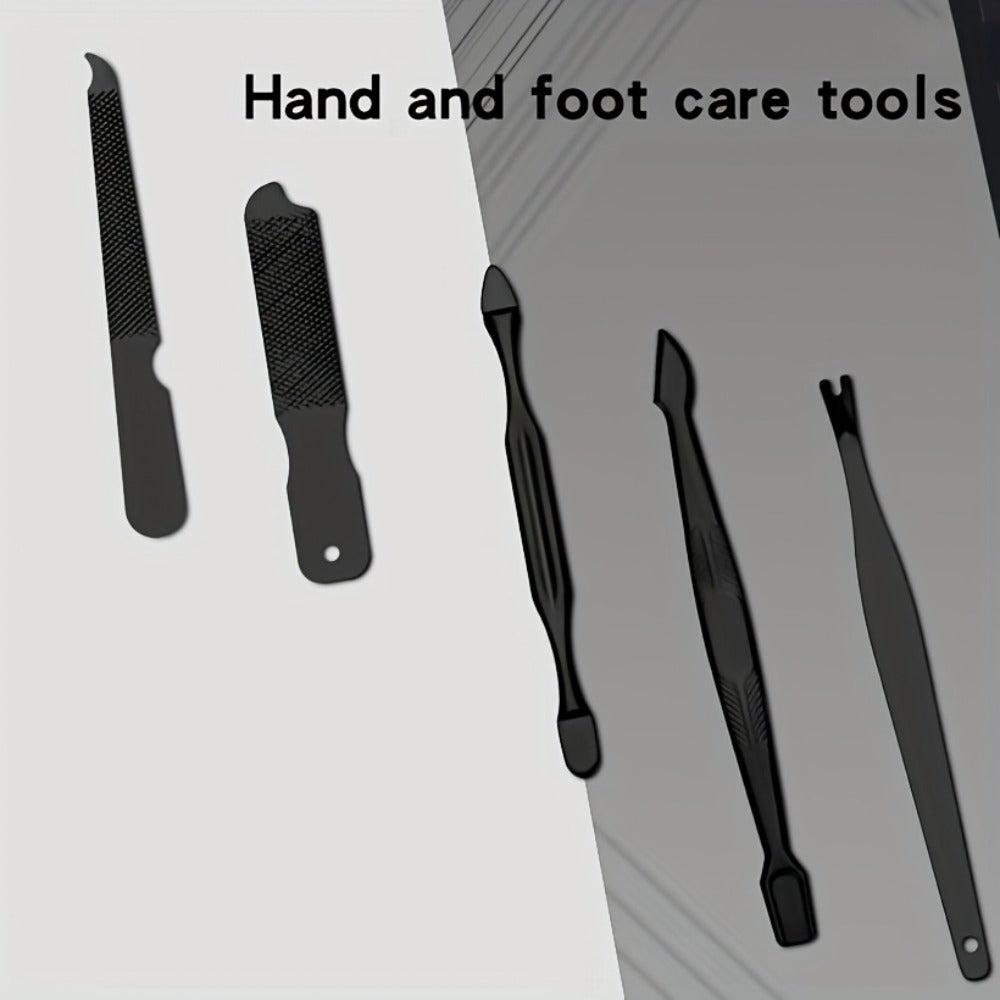 Nail Grooming Tool Case with 10-, 17- or 24-Piece Set Options and Black-and-Red Interior for Home and Travel