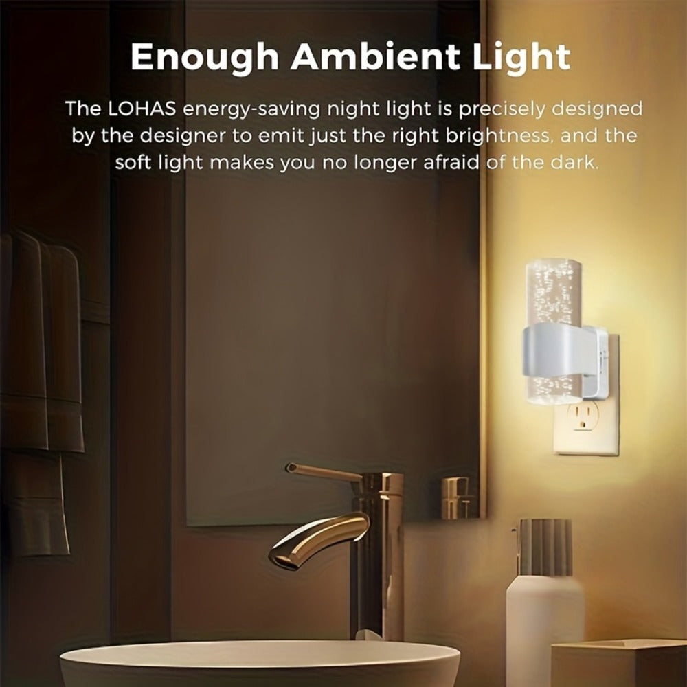 LED Night Light Plug In Wall 2 Pack – 3000K Warm White Dimmable Night Lights with Auto Light Sensor for Hallway Bedroom Bathroom Stairway – Modern Wall Plug Night Light