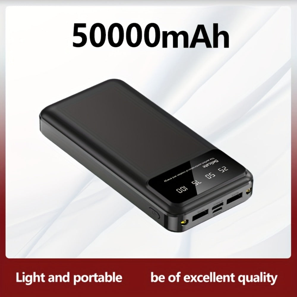 Power Bank 50000mAh with Dual USB Ports, Digital Battery Display and Three Color Options for Travel