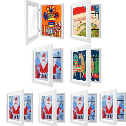 Kids Artwork Frames Front Opening Changeable 8.5x11 Inch Children Art Display Picture Frame for Drawing Crafts Photos Holds 130 Pieces Wood Black White