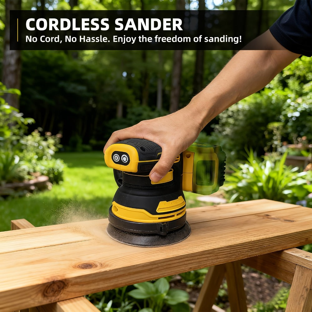 Cordless Orbital Sander Compatible with DeWalt DCB Battery – 5-Inch Brushless Motor Variable Speed Palm Sander with 30pcs Sandpapers & Dust Collection Bag for Woodworking