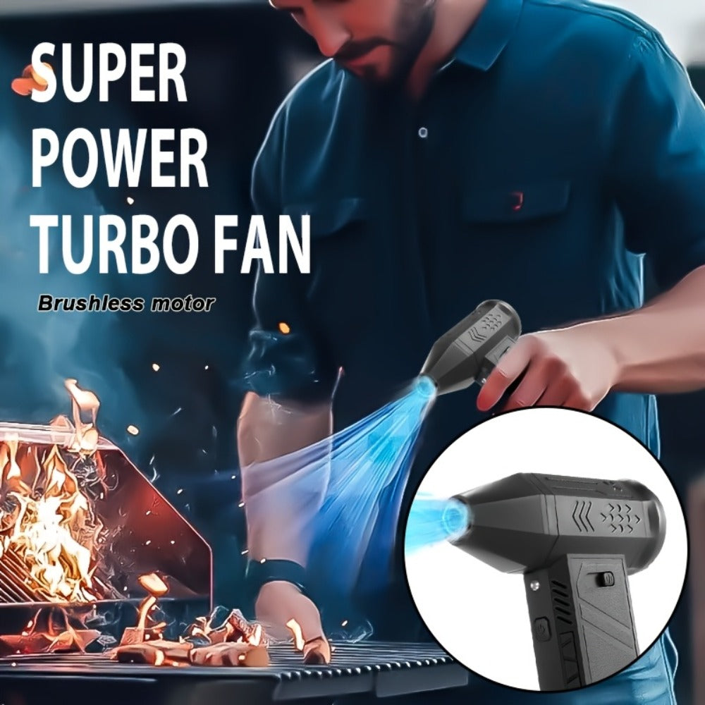 130000 RPM Portable Turbo Fan Blower & Vacuum 2-in-1, USB Rechargeable Cordless Handheld Air Blower for Dust Removal, Cooling, Snow Blowing, Car Cleaning, Inflatable Pad, Ignition Aid