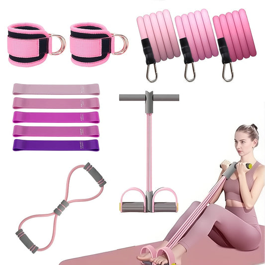 Fitness Equipment Resistance Kit with Fabric Bands, Tube Puller, Figure-8 Loops and Pedal Puller