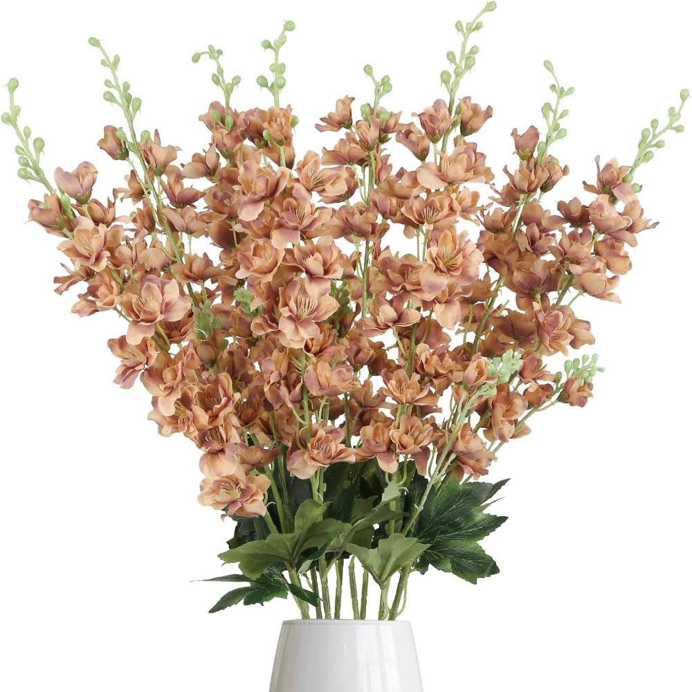 Artificial Flowers Eight-Piece Delphinium Larkspur Set with 33.5-Inch Silk Stems in 11 Colors