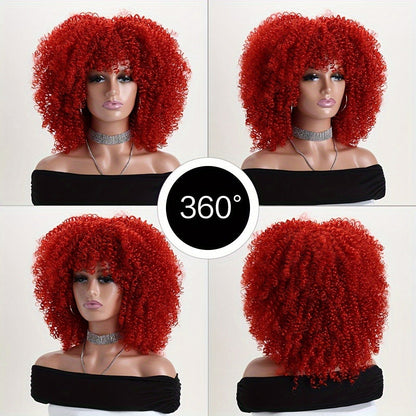Synthetic Wig 16-Inch Kinky Curly Afro with Elastic Net Cap in 18 Color Options for Cosplay Looks
