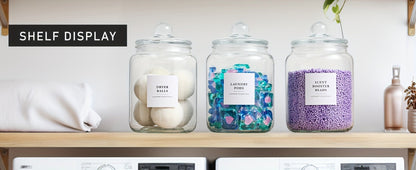 Wide-Mouth Glass Storage Canisters with Lids, Labels and Spoons in Five Pack Configurations