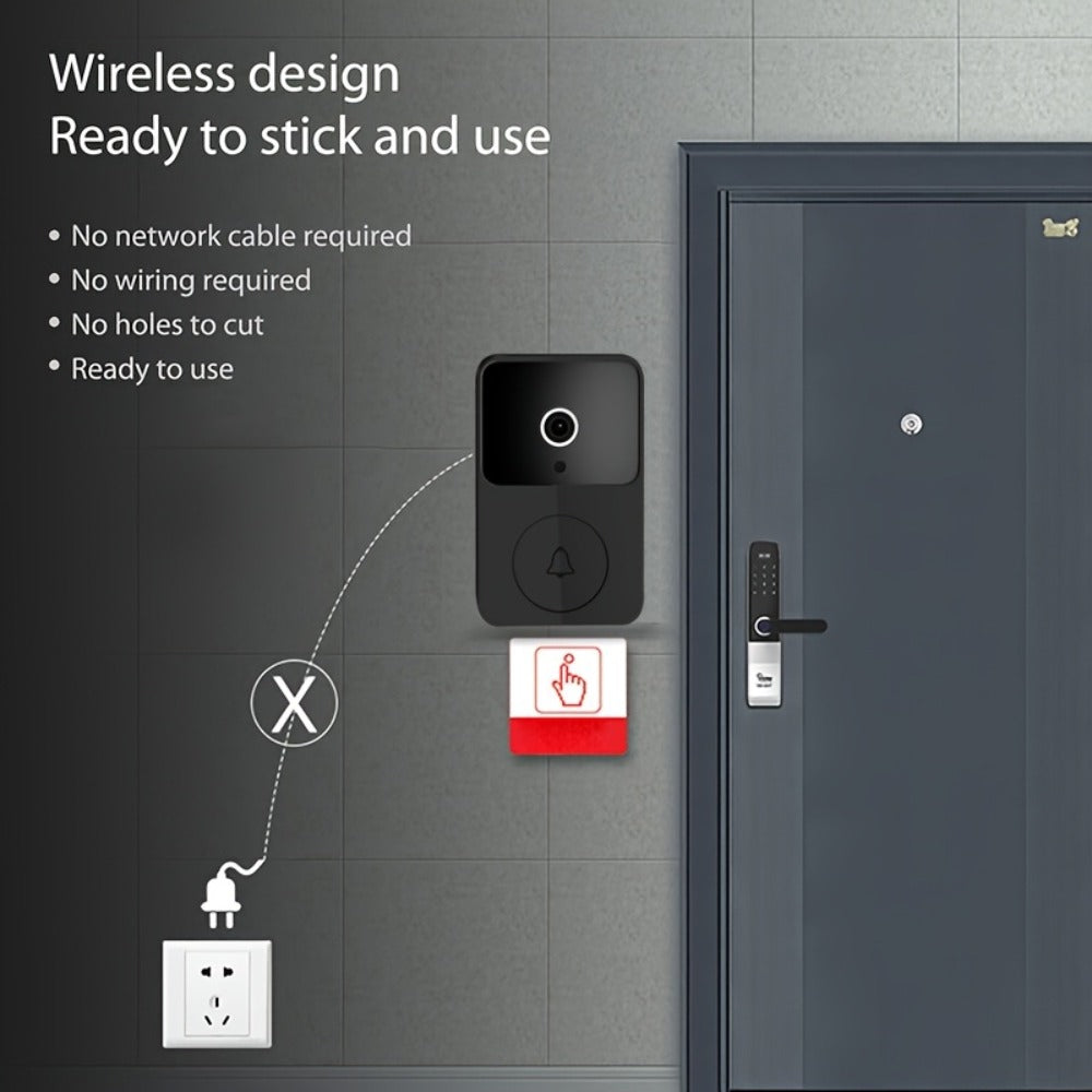 Voice Change Doorbell Camera Wireless HD 960P – Night Vision, Two-Way Audio, Motion Alert Push Notification, 2.4GHz WiFi, Rechargeable Battery, Remote Mobile View, Single or 2-Pack, Black White