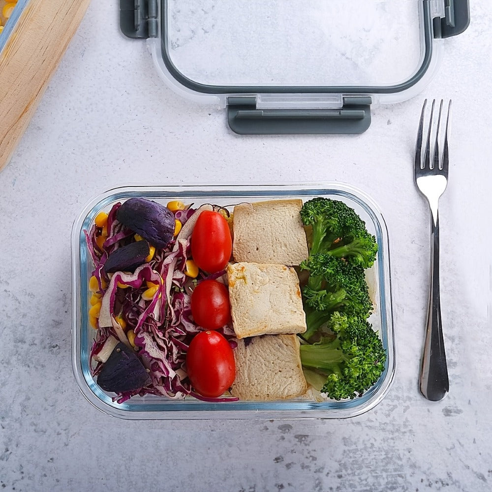 Food Storage Containers Borosilicate Glass Set with Locking Lids in 10-, 12- or 17-Piece Color Options