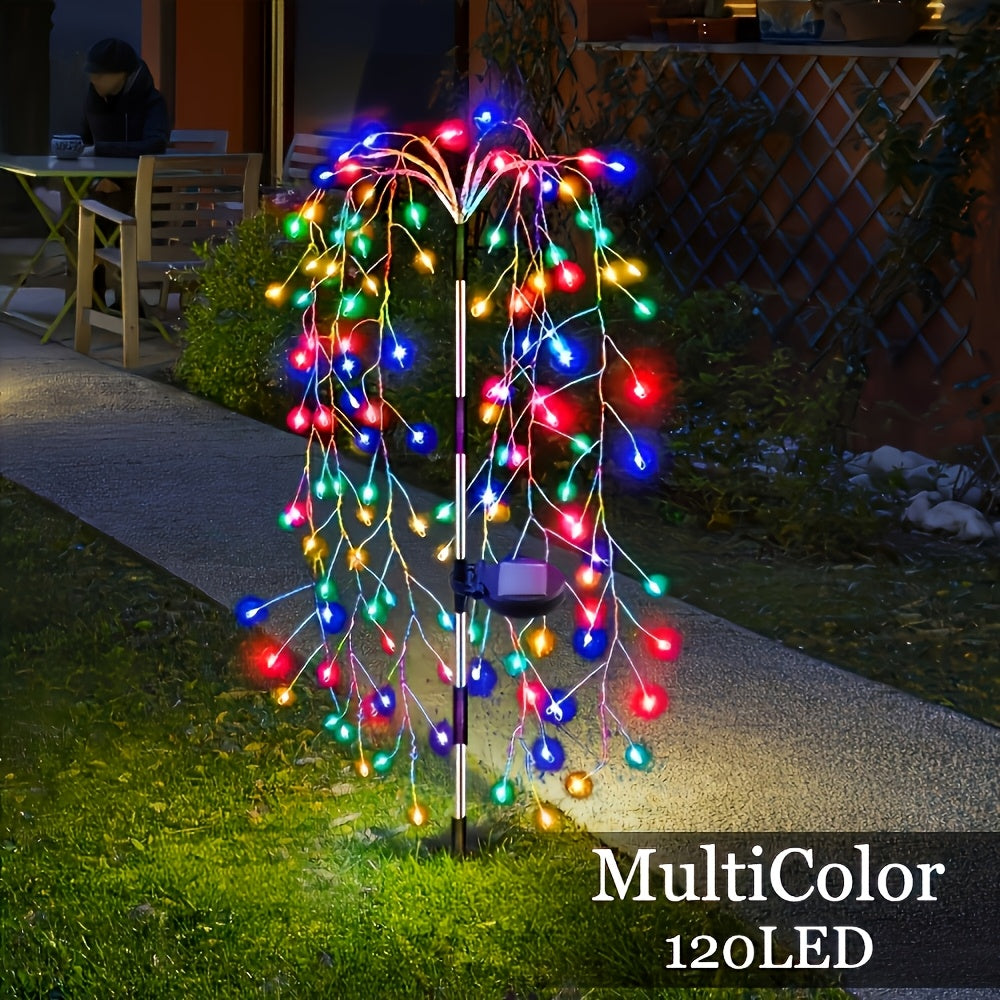 Solar Firecracker Cluster String Lights with 120 LEDs in Warm Color or Multicolor Checkout Options