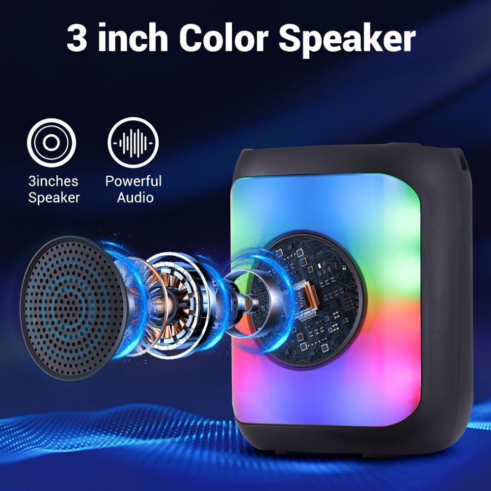 8-Inch Portable Party Speaker with Bluetooth, FM, LED Light, Remote, Microphone, AUX, USB and TF, Four Options