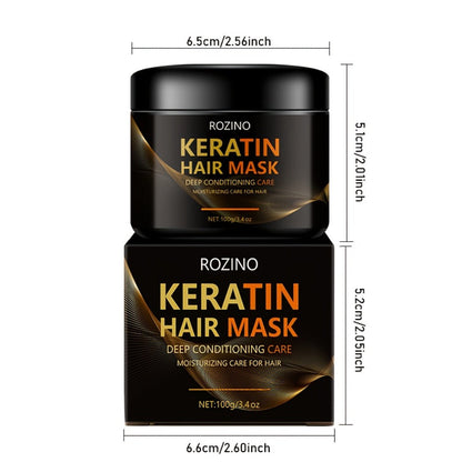 Five-Piece ROZINO Keratin Hair Care Set with Shampoo, Conditioner, Mask and Oil Container Formats