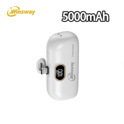 5000mAh Mini Lipstick Power Bank USB-C Fast Charging with Digital Display – Compact Portable Charger for iPhone 17/16/15 Pro Max, iPad Pro & Android, TSA-Approved Travel Battery Pack