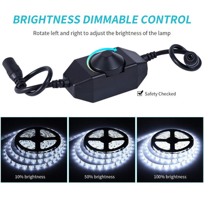 LED Strip Light 5m 2835 SMD with 600 LEDs, 12V Power, Inline Dimmer, White or Warm White and IP65 Label
