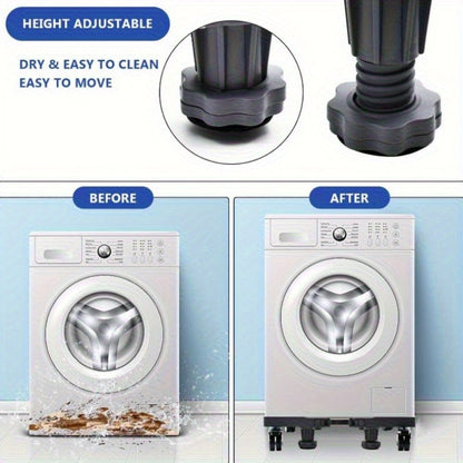 Adjustable Appliance Base Stand in Gray with Four Locking Swivel Wheels, Four Feet and 45.5–70 cm Range