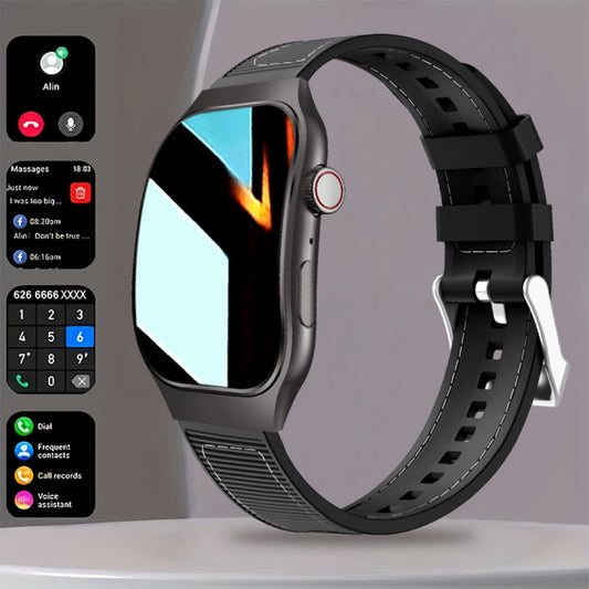 Smart Watch 2.01-Inch Curved Display with Music Control, Message Alerts and Slim Black Band