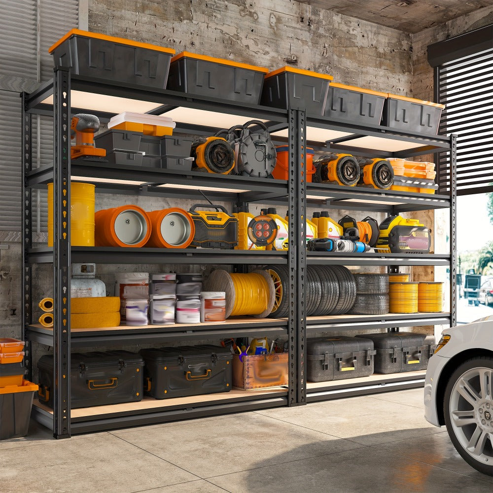 Heavy Duty Garage Shelving Unit 5-Tier Metal Storage Shelf – 2000/2500 LBS Capacity Adjustable Steel Shelves for Garage, Basement & Warehouse | 60"/72" H Utility Rack for Kitchen, Pantry & Workshop