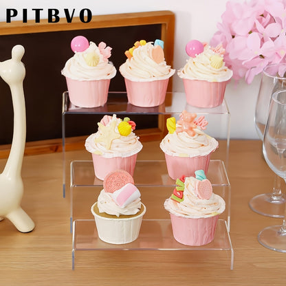 Acrylic Display Risers Clear Transparent Stands for Funko Pop Figures, Cupcakes, Jewelry, Perfume Bottles – Multi-Size Display Shelf Organizer for Home, Store & Craft Show – 10 or 20 Piece Set Large Size