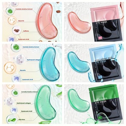 25-Pair Under-Eye Patch Set with Individually Packed Caffeine, Hyaluronic Acid or Aloe Vera Formula Options